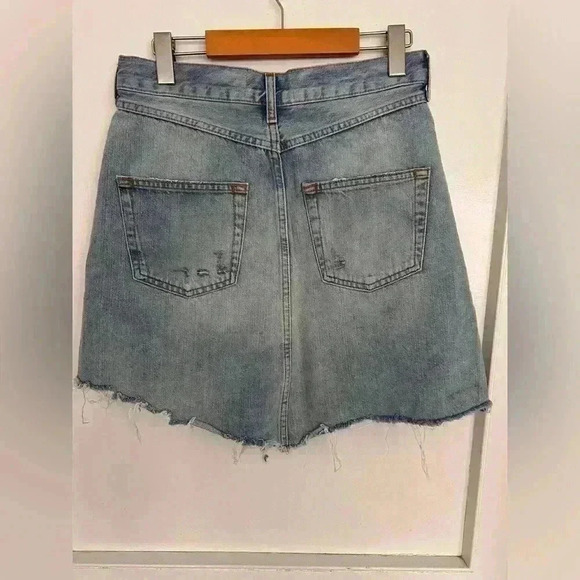 Zara  Woman Distressed Denim Mini Skirt Size 28 - Picture 7 of 9